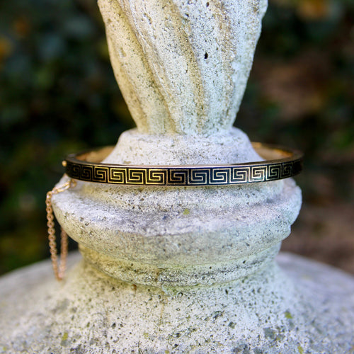 Bracelet Bracelet victorien en or émaillé à motif de clé grecque 58 Facettes