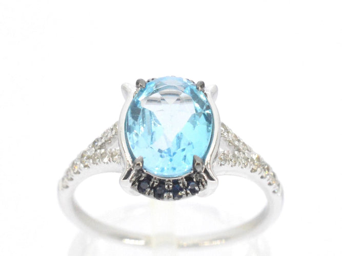 Bague 54 Bague en or blanc avec diamants et belles pierres précieuses 58 Facettes 2322