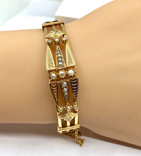 Bracelet Bracelet jonc Napoléon III or et perles fines 58 Facettes AB602