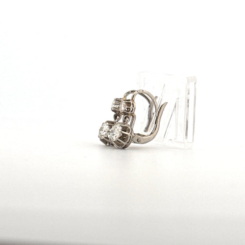 Boucles d'oreilles Dormeuses Or Blanc & Diamants 58 Facettes