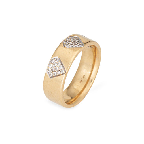 Bague 58.5 Bague vintage en or jaune avec diamants découpés 58 Facettes G14090