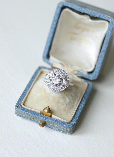 Bague 53 Bague Cible Art Déco Diamants 1,05 Cts sur Or blanc et Platine 58 Facettes