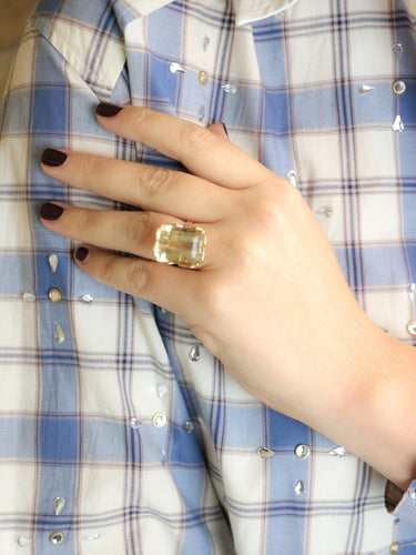 Cocktailring i gult gull med citrin 22 karat 