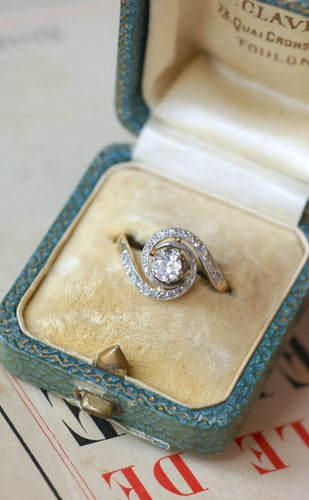 Bague 56.5 Bague or jaune platine et diamant 58 Facettes