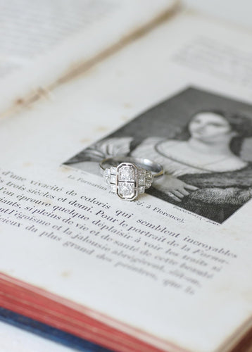 Bague 53.5 Bague Art Déco Diamants sur Or et Platine 58 Facettes