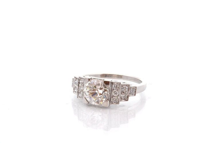Bague diamant de 1,48cts J/VS2 en platine 58 Facettes 27449-27284