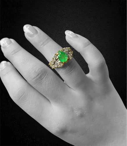 Анелло оро гиалло цон смералдо а гоцциа е диаманти – Италиа, анни '60