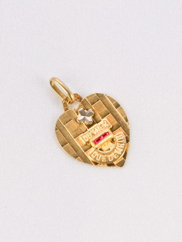 AUGIS - Médaille amour coeur Plus qu'hier moins que demain or jaune, rubis 58 Facettes J547