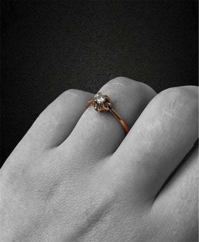 Bague Anello con Solitario di Diamante, ct. 0,17 58 Facettes