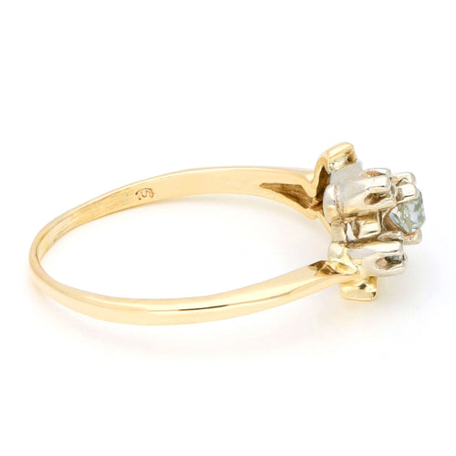 Sarı altın Elmas Çiçek Yüzük 