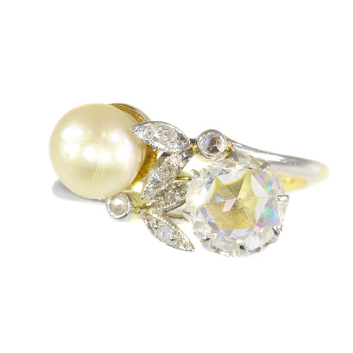 Bague 49 Bague vintage Belle Époque en diamant et perle 58 Facettes 21208-0556