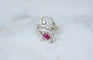 Bague 61 Bague Arabesque Rubis Birman et Diamants sur Or Blanc 58 Facettes