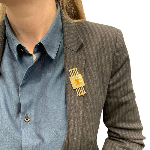 Broche Broche Jean Desprès en or rose et citrine. 58 Facettes 30110