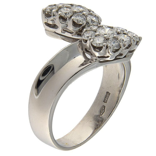 Bague 55 Bague contrarié en or blanc avec pavé de diamants de 1,30 ct 58 Facettes G3709
