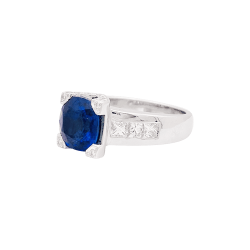 Bague 53 Bague or blanc, saphir, diamants. 58 Facettes 34263