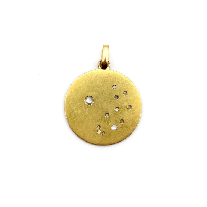 Pendentif médaillon étoile, lune et blé en or avec diamants 58 Facettes