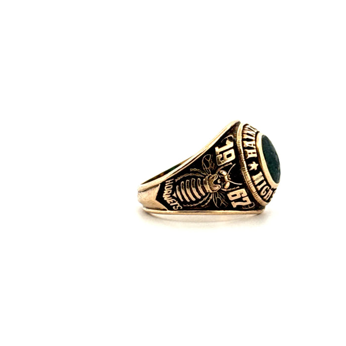 American Yellow Gold Emerald Signet Ring