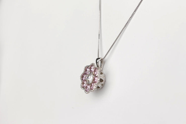 Collier Collier saphirs roses et diamant 58 Facettes