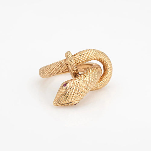 Bague 54 Bague Serpent Vintage Or Jaune Grand Serpent Enroulé 58 Facettes G13428