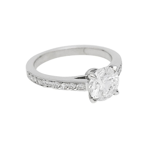 Bague Bague solitaire accompagné 1.04 ct, or blanc. 58 Facettes 30717
