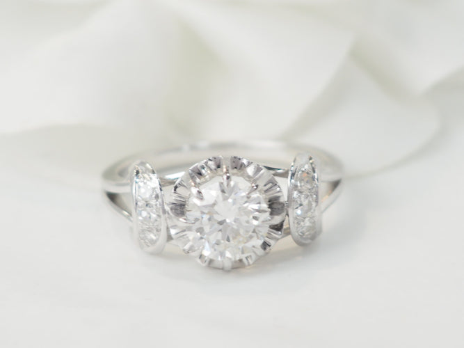 Pierścionek Pierścionek z jednym kamieniem z białego złota Platyna i diamentem 1,20ct 