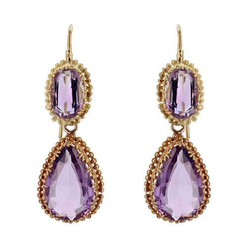 Boucles d'oreilles Pendants d'oreilles ancien or et améthystes 58 Facettes 24-240