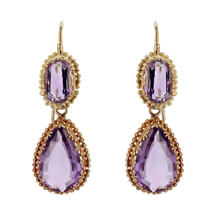 Ohrringe aus Antikgold und Amethyst