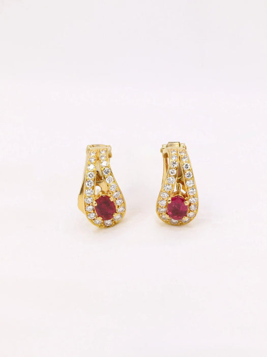 Vintage ruby diamond earrings 0.80 ct