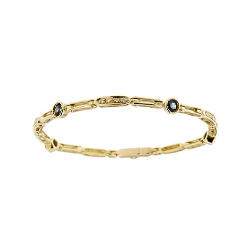Geelgouden armband met segmenten, saffieren en diamanten 