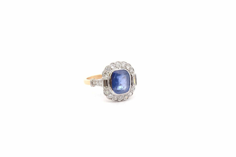 Bague 54 Bague de fiançailles saphir 3,15cts et diamants 58 Facettes 26064-26445