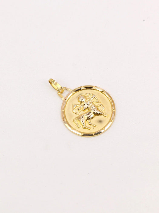 Pendentif Médaille zodiaque sagittaire or jaune 58 Facettes J508