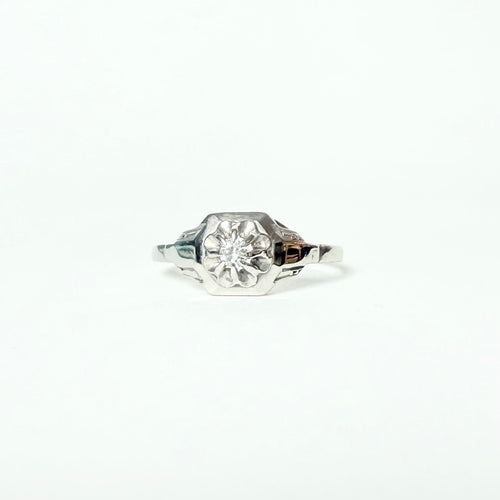 Bague 49 Bague solitaire Art déco en or blanc 18k et diamant taille brillant 58 Facettes