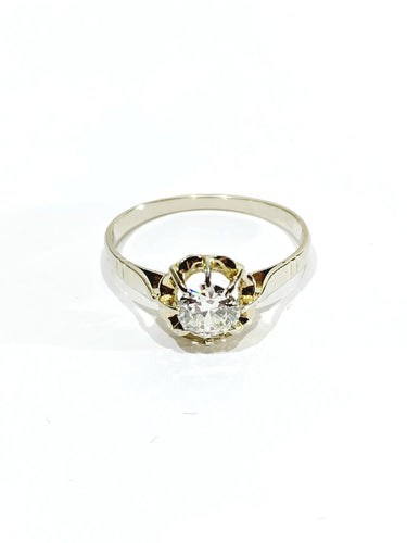 Bague 53 Bague solitaire or blanc diamant 0.45ct 58 Facettes