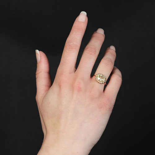 Bague 52 Bague ancienne saphir jaune naturel et perles fines 58 Facettes 24-157