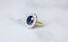 Bague 50.5 Bague Marguerite saphir 4,60 Cts entourage diamants 58 Facettes