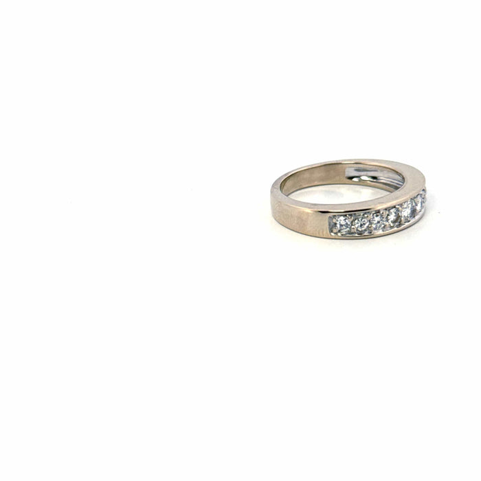 Bague 54 Alliance Demi-Tour Or Blanc 18k & Diamants 58 Facettes 104-GS35776