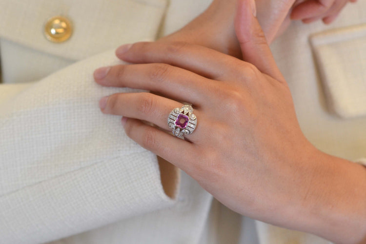 Bague 52 Bague Platine Saphir rose Diamants 58 Facettes 25552 25293