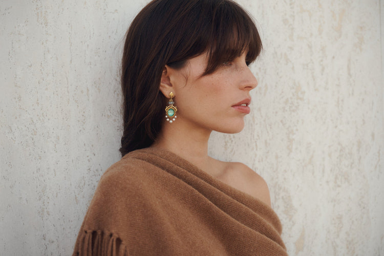 Pendentif Pendants d’oreilles émeraudes, perles fines, diamants 58 Facettes