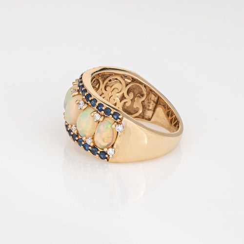 Bague 54 Bague en or jaune avec opale, saphir et diamant 58 Facettes G13968