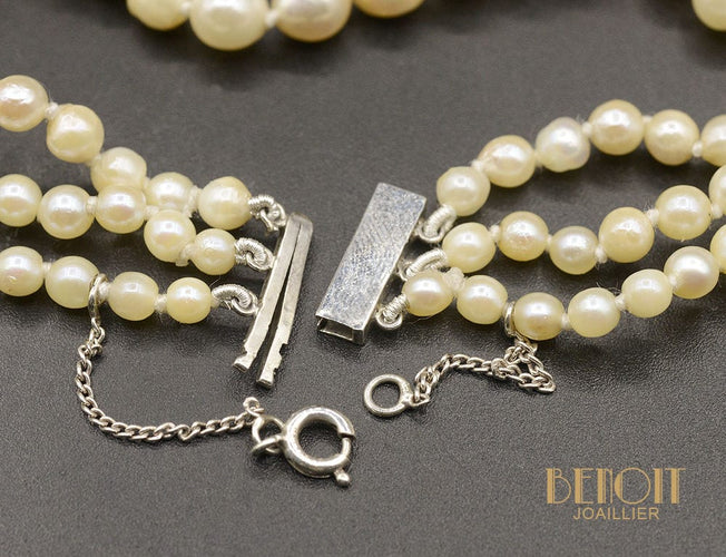 Bracelet Bracelet Perles de Culture 3 rangs 58 Facettes C1910