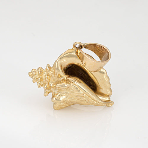 Pendentif Pendentif coquillage vintage en or 14 carats, lourd, 17,7 grammes, coquillage, océan 58 Facettes G13912