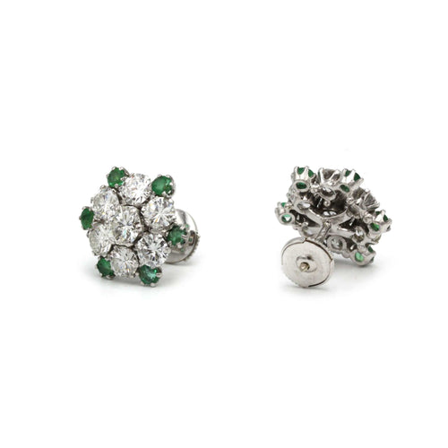 Boucles d'oreilles Boucles d'oreilles Flocons - Or blanc, Emeraudes et Diamants 58 Facettes 250356R