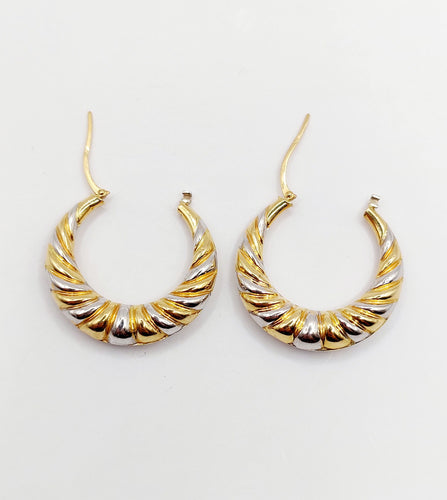 Boucles d'oreilles Créoles vintage or blanc et or jaune 58 Facettes A05948