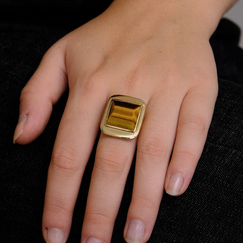 Bague 59 Bague Oeil de tigre 58 Facettes