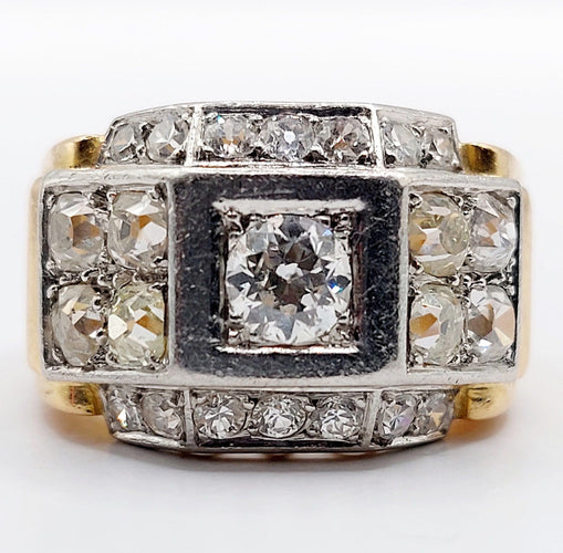 Bague 48 Bague tank art déco or jaune, platine et diamant 58 Facettes A05718