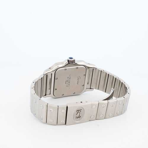 Montre Cartier - Montre Santos Galbée cadran ivoire chiffres romains bracelet acier 58 Facettes