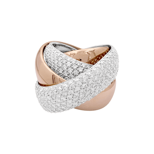 Bague 51 Bague quatre joncs deux ors et diamants. 58 Facettes 34736