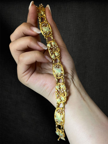Bracelet Bracelet Liberty « Elowyn » en or jaune, diamants et émail 58 Facettes