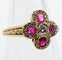 Bague 56 Bague fleur antique or jaune, diamant, saphirs roses et diamants 58 Facettes A05621