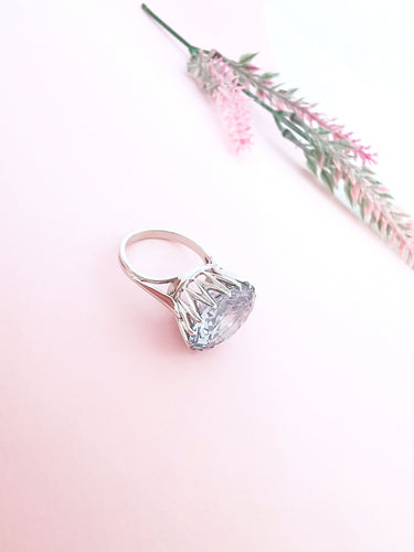 Akuamarin yüzük Tektaş 18K Beyaz Altın